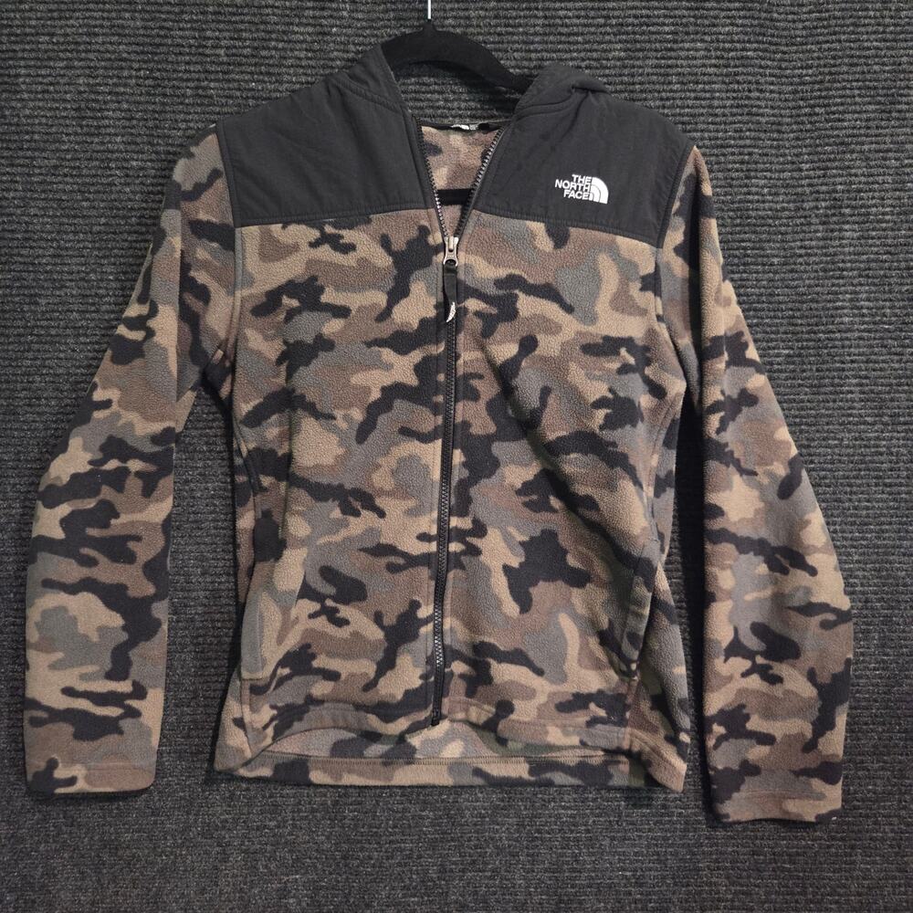 The North Face Camouflage Full Zip Hooded Fleece Jacket Youth L 14 16